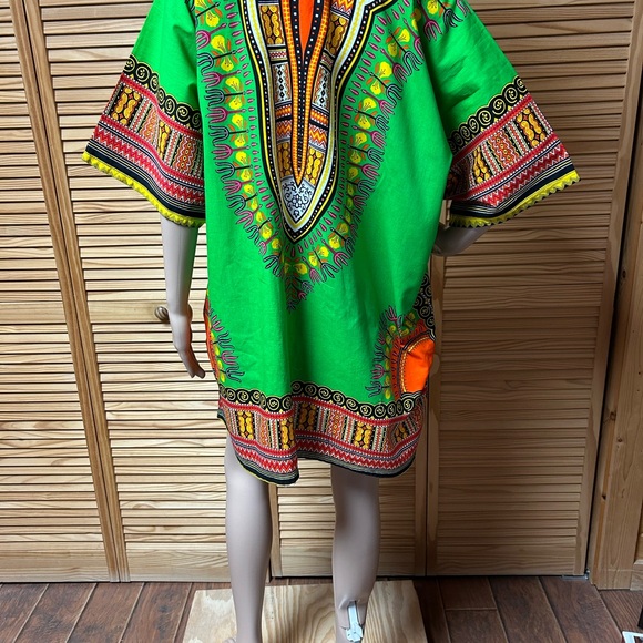 Women’s OS kimono 100% cotton pockets cruise beach pool tribal design - Picture 7 of 8